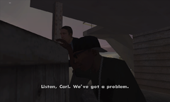 Carl Johnson and Mike Toreno watch the government agents.