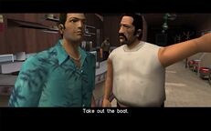 Umberto Robina telling Tommy Vercetti to take the boat out for a drive.