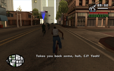 Carl escapes the Ballas with Sweet.