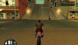 Carl Johnson chasing the couriers.