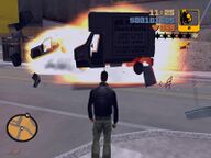 Claude destroying a laundry van.