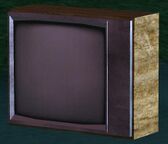 A silver television.