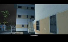The Sharks gangster running on to the buildings roof.