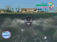Tommy Vercetti taking the Squalo II back to Ricardo Diaz' mansion.