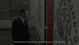 Niko outside Dwayne's apartment.