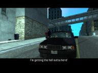 Mickey Hamfists leaving the car for his Portland View home shortly before the police begin to chase Toni Cipriani.