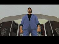 Tommy Vercetti after purchasing a suit at Rafaels.