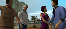 Juan Cortez introducing Tommy Vercetti to his daughter Mercedes.