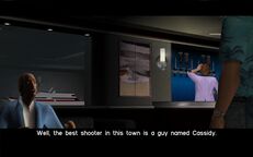 Cam Jones telling Tommy Vercetti that the best shooter in the city is Phil Cassidy.
