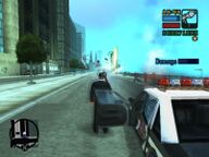 Toni Cipriani shortly after destroying a Sicilian Mafia blockade with a rocket launcher.