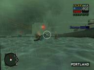 A Sicilian Mafia boat about to blow up after being shot by Toni Cipriani.