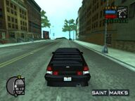 Toni Cipriani driving through Saint Mark's on his way to the warehouse in Callahan Point.