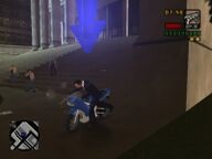 Toni Cipriani stealing a PCJ-600 while being shot at by Forelli Family mobsters.