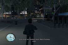 Niko, Packie and Derrick attempting to evade the police.