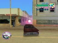 Tommy Vercetti and Pepe joining the convoy of Voodoos outside the processing plant.