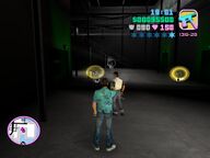 Tommy Vercetti shooting a Haitian.
