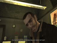 Niko Bellic telling Roman that he intends to pay Vladimir Glebov a visit