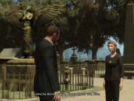 Niko Bellic talking to Kate McReary at the cemetery.