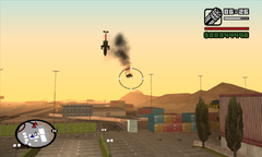 CJ shoots down a military helicopter.