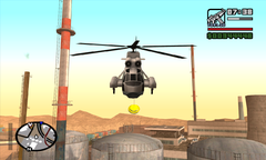 CJ flies away from the base with the Leviathan.