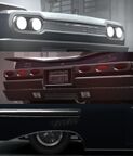 Closeups of the Voodoo in GTA IV, depicting its 1) Voodoo hood ornament at the front 2) SS and Limited Edition badges at the rear, and 3) Voodoo badge at the sides.