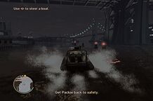 Niko Bellic and Patrick McReary escaping by boat.