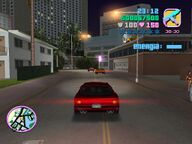 Tommy Vercetti following Mrs. Dawson in Vice Point.