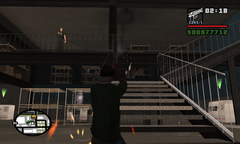 Carl Johnson kills the boss running the plastics factory.