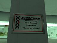 The Zombotech Corporation welcome sign.